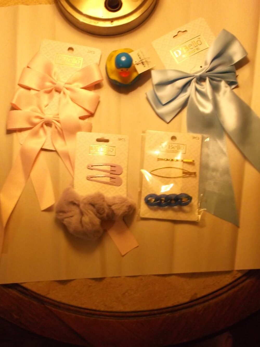 NWT D’Bello Hair Accessories Bundle • Pink & Blue • 4 Cards + Holiday Baby Duck